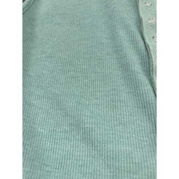 Free People Intimacy Ribbed Jersey Henley With Snaps Green XS - Picture 3 of 11